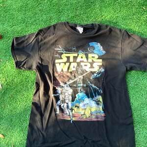Vintage Star Wars Graphic T-Shirt Black, Darth Vader and Stormtroopers, Size L